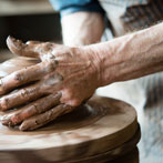 Clive Bowen in his pottery 2016